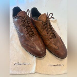 Santoni men’s sneakers size 12 cognac brown
